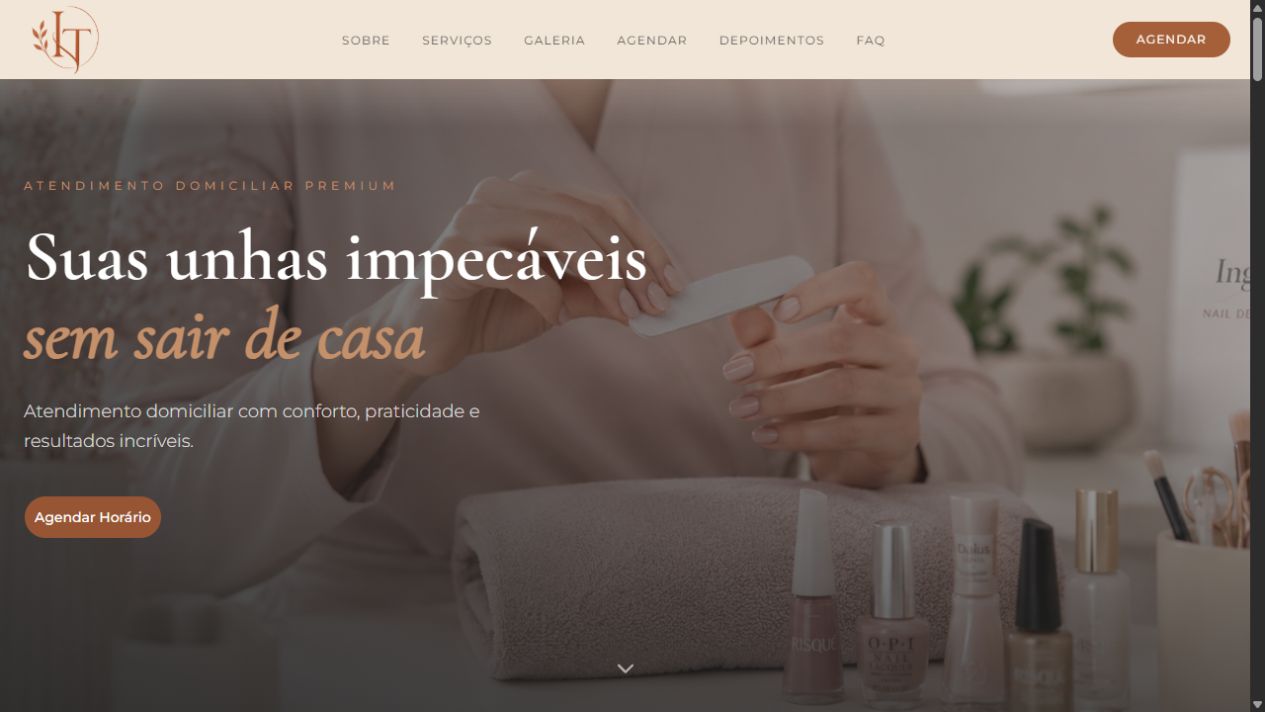 Site da Ingrid Glow Up, estética e atendimento domiciliar